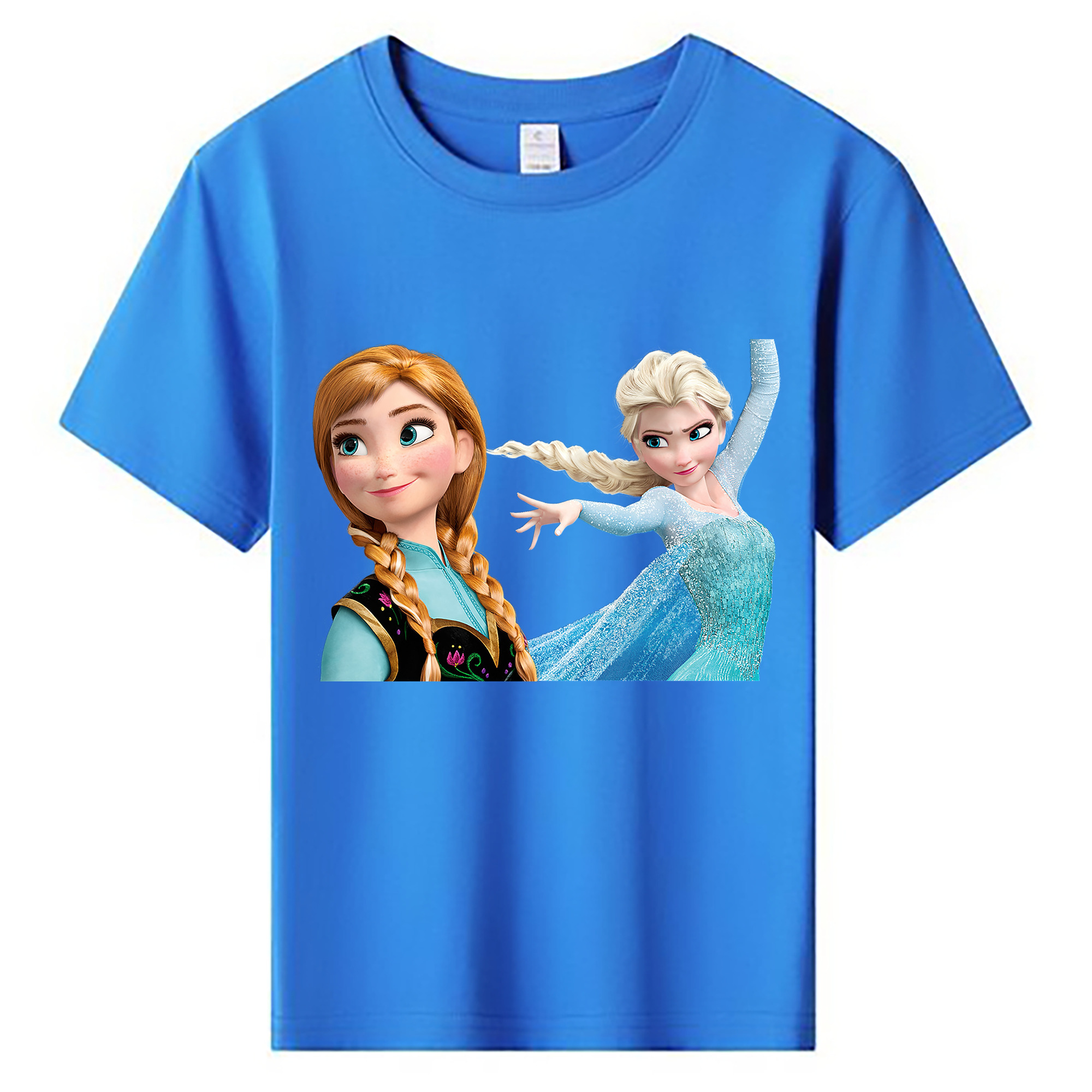 （画像用） アナと雪の女王 アンナ エルサ Frozen Anna Elsa 綿100％キッズTシャツ（フロントプリント）